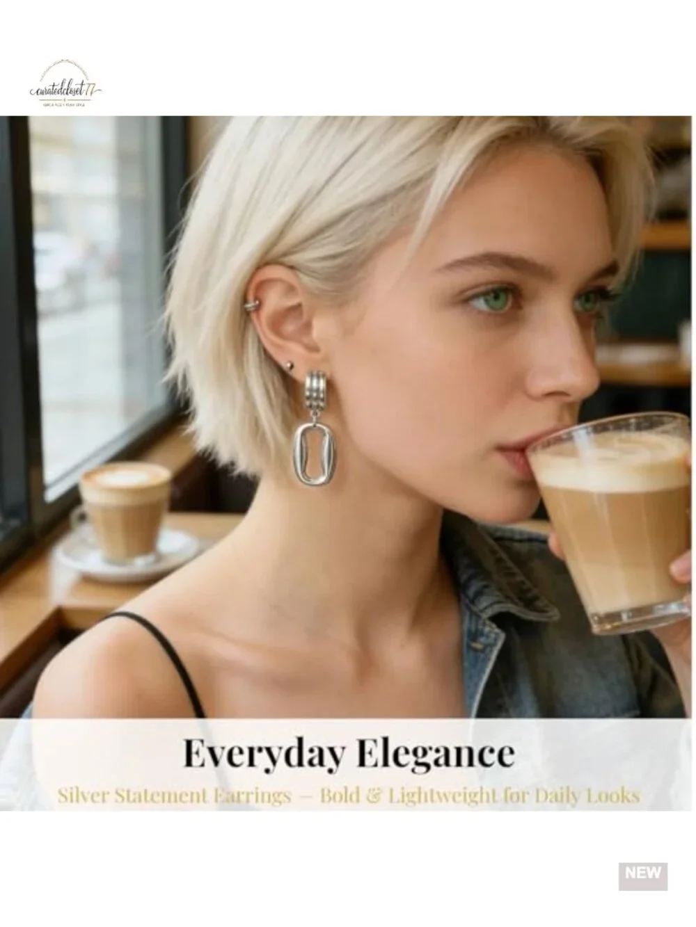 14K Gold Plated Stainless Steel Geometric Dangle Earrings - Hypoallergenic Drop